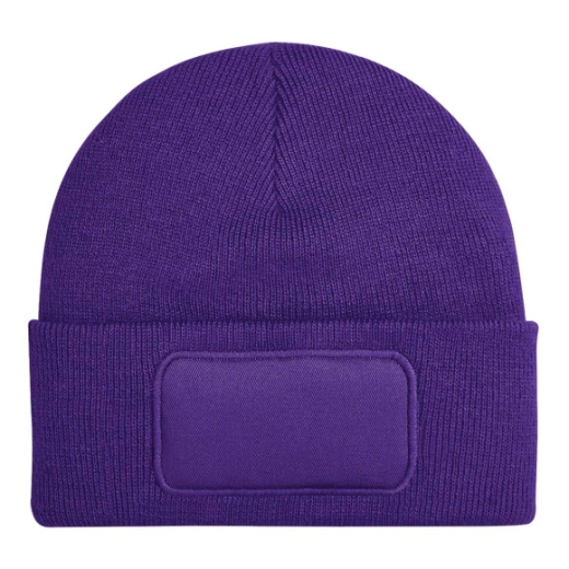10 X - Beanie mit Patch und eigenem Druck